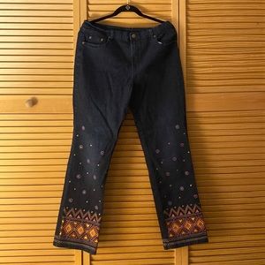 Embroidered denim jeans